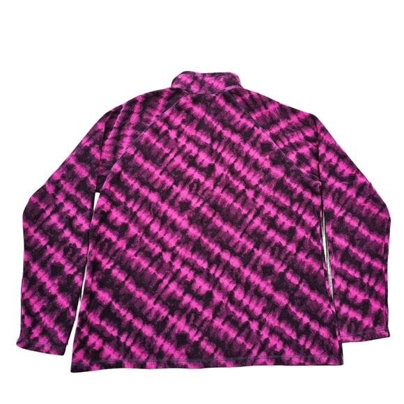 Fleece Jacket 1/4 Zip Pullover Eddie Bauer Size XL Pink Black Tie Dye Cozy - Picture 5 of 5